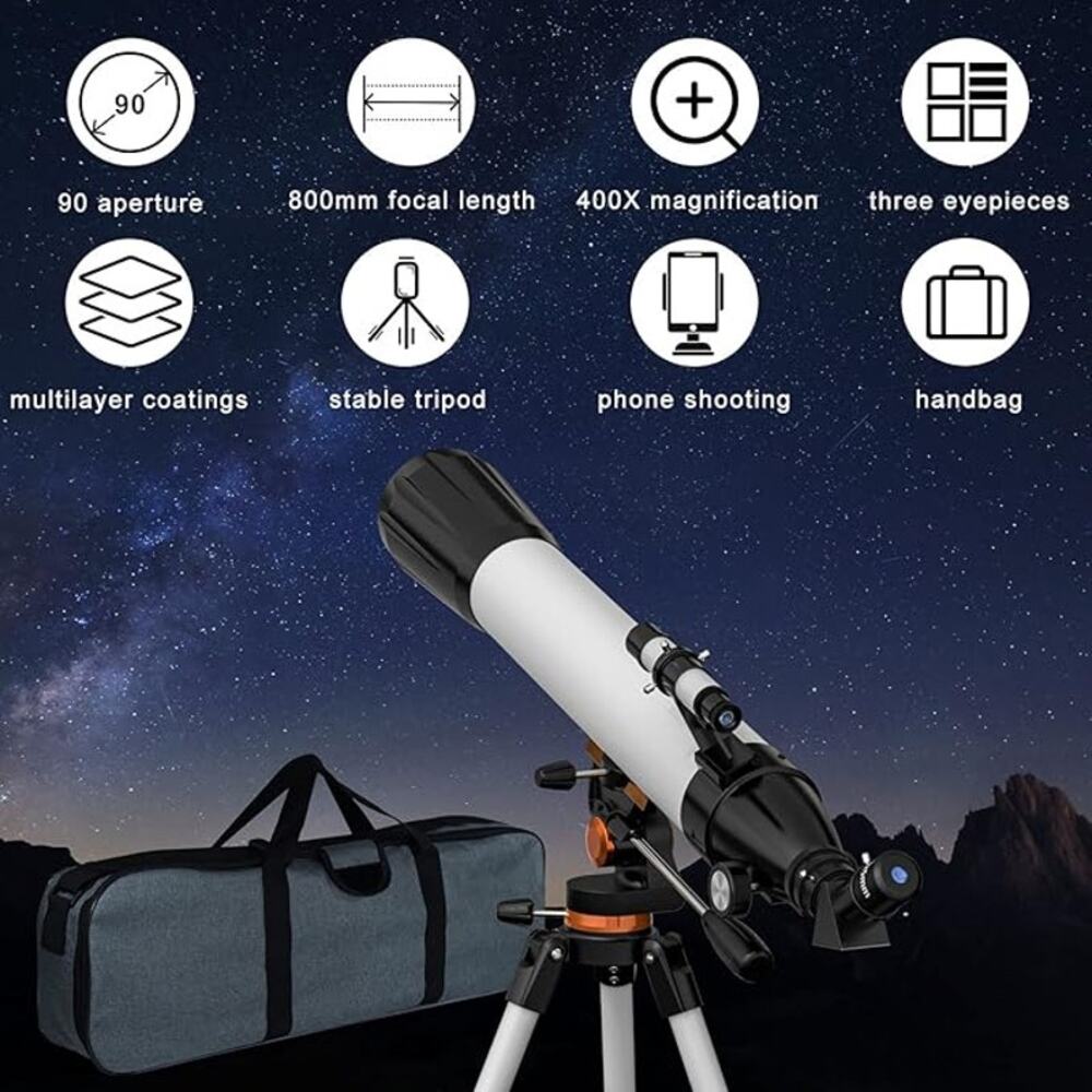 ABOTEC Telescope for Adults Astronomy 90mm Aperture 800mm - New in the Box